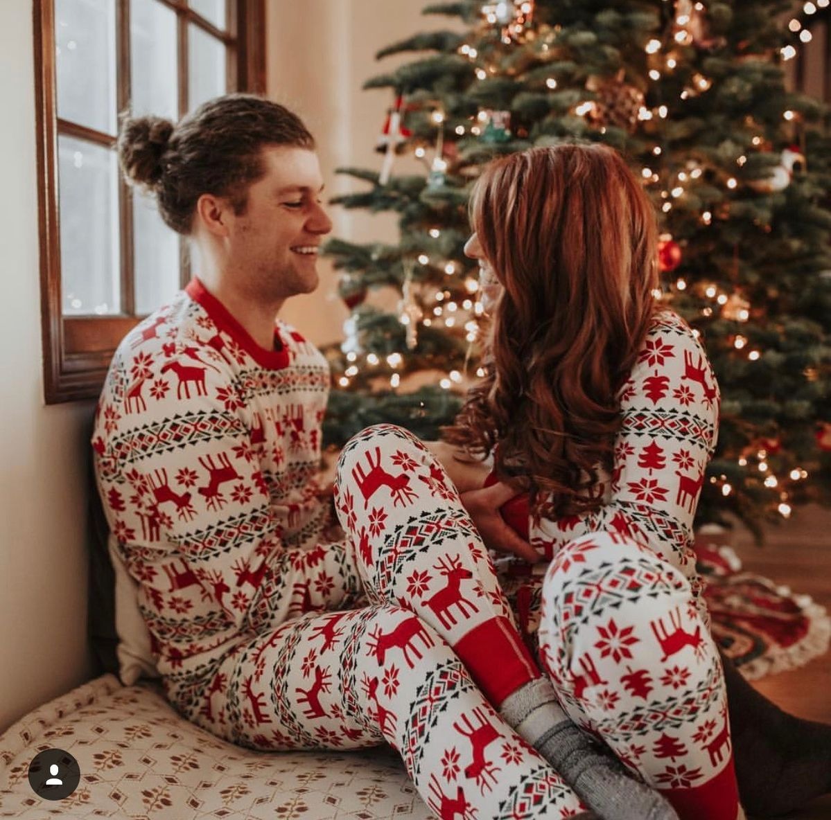 Ugly Christmas Pajamas, Matching Holiday Reindeer Tree PJs, Funny Xmas Family Sleepwear Set