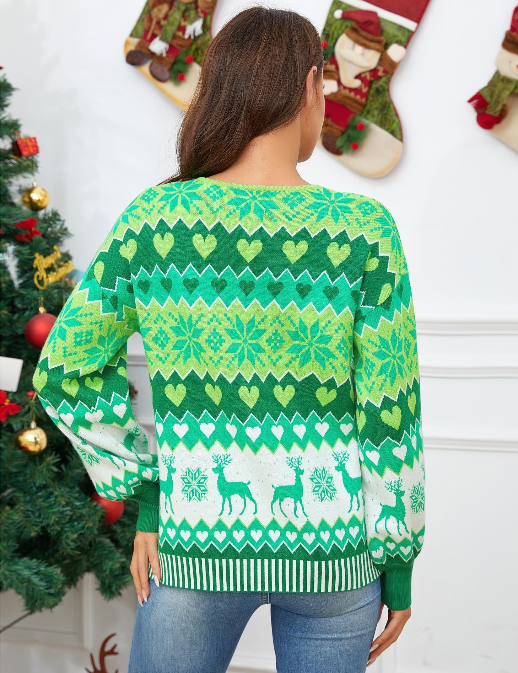 Snowflake Knit Sweater, Snowflake Knitted Cardigan, Reindeer Ugly Sweater, Holiday Ugly Sweater Outfit