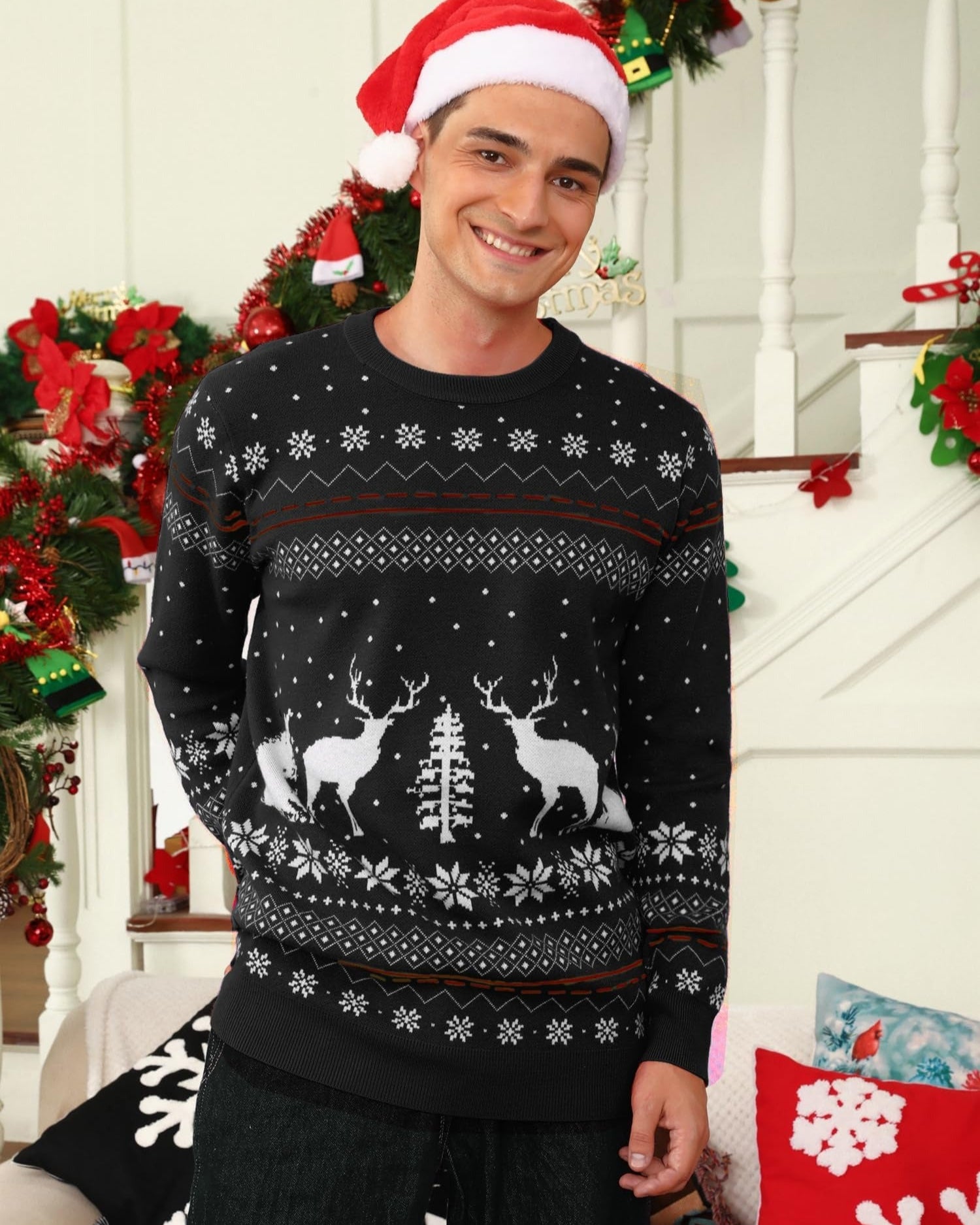 Reindeer Christmas Ugly Sweater, Snowflake Ugly Christmas Sweater, Knitted Christmas Jumper
