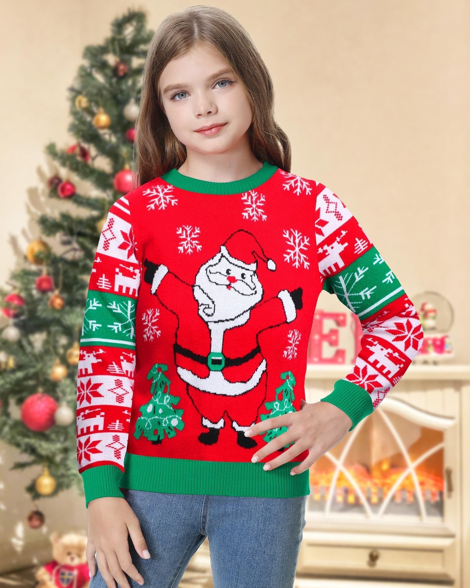 Christmas Santa's Kids Ugly Sweater, Kids Ugly Christmas Sweater, Knitted Christmas Jumper
