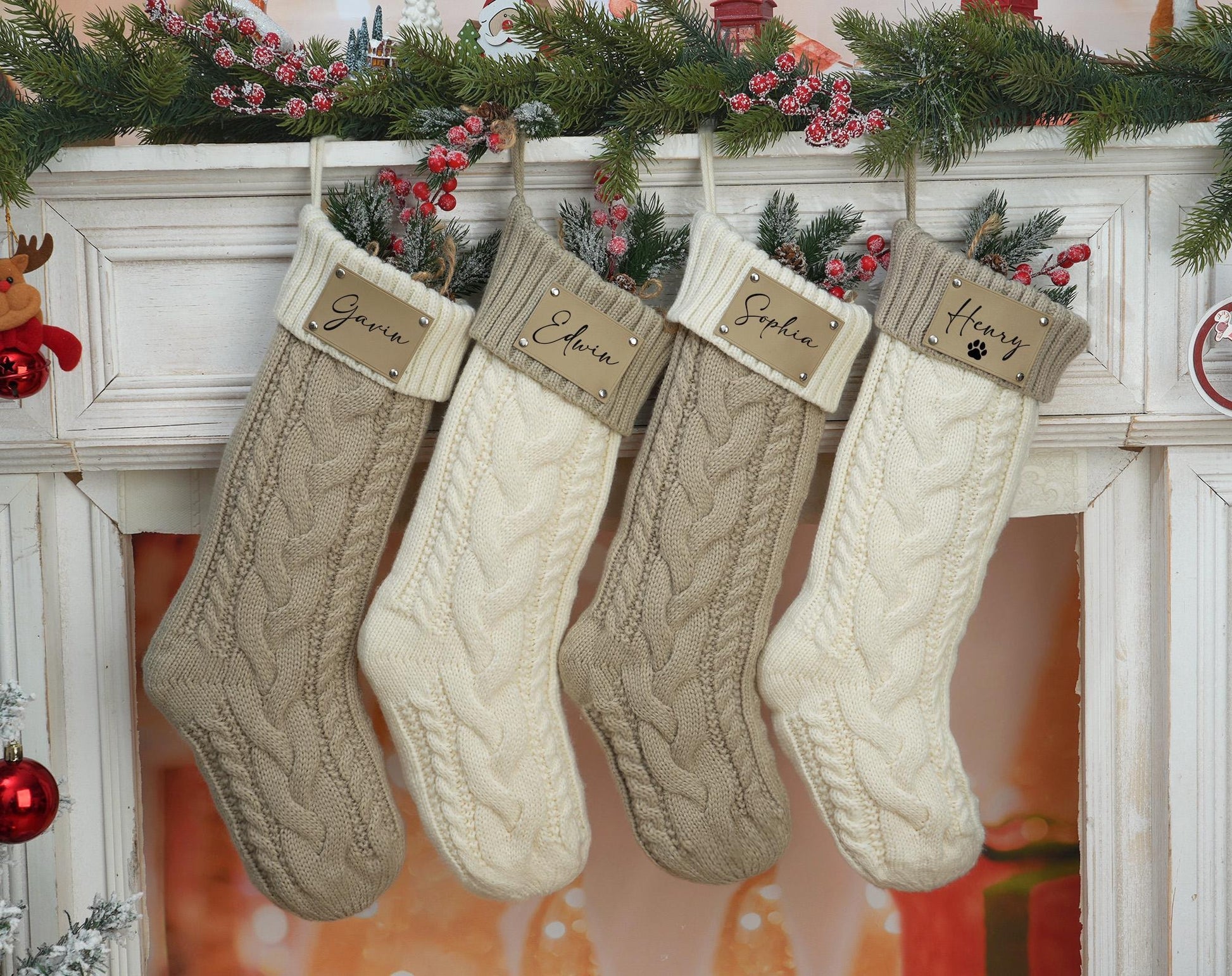 Family Christmas Stockings, Personalized Christmas Stocking, Monogram Stockings, Custom Stocking with Name, 2025 Holiday Stocking Decoration