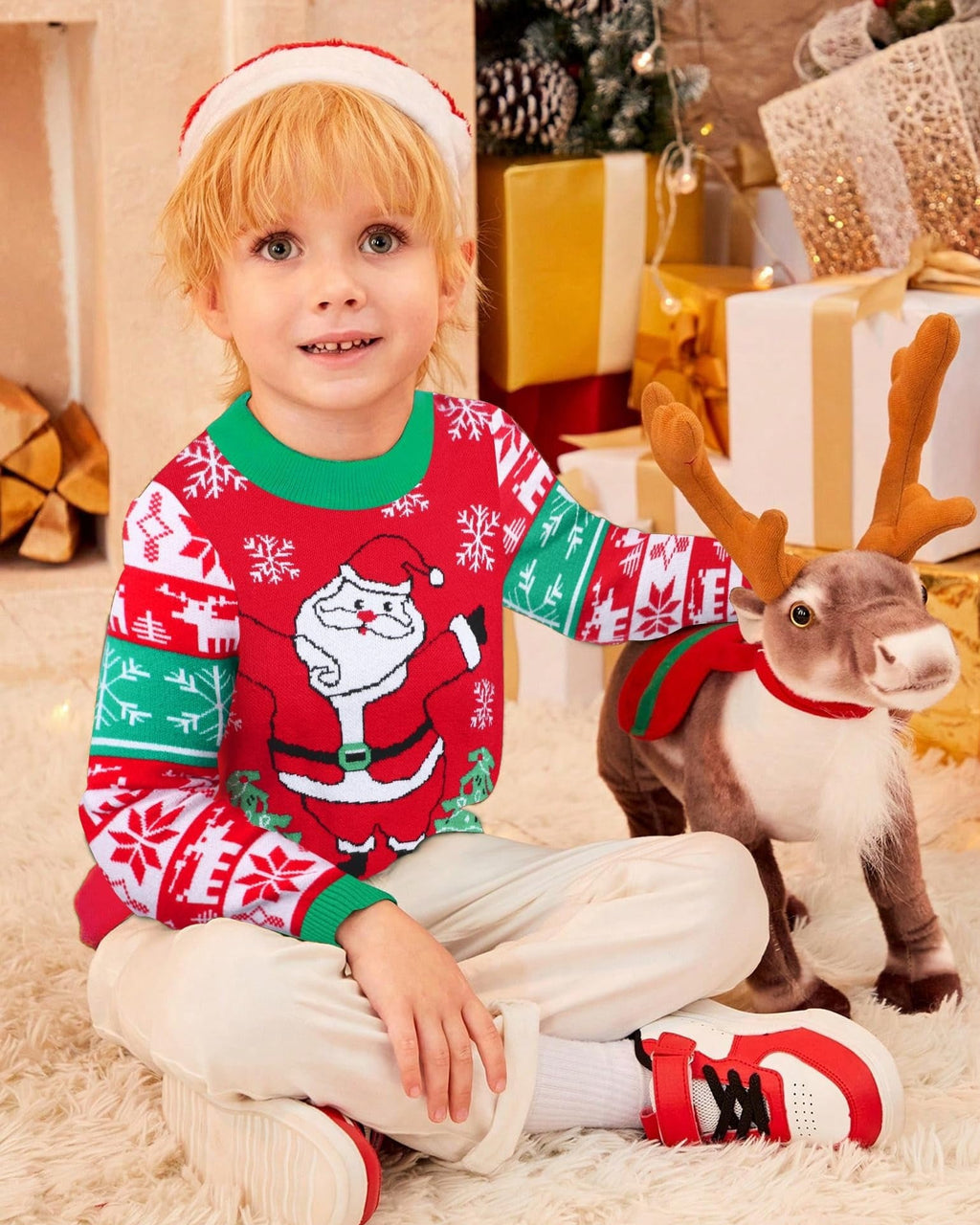 Christmas Santa's Kids Ugly Sweater, Kids Ugly Christmas Sweater, Knitted Christmas Jumper