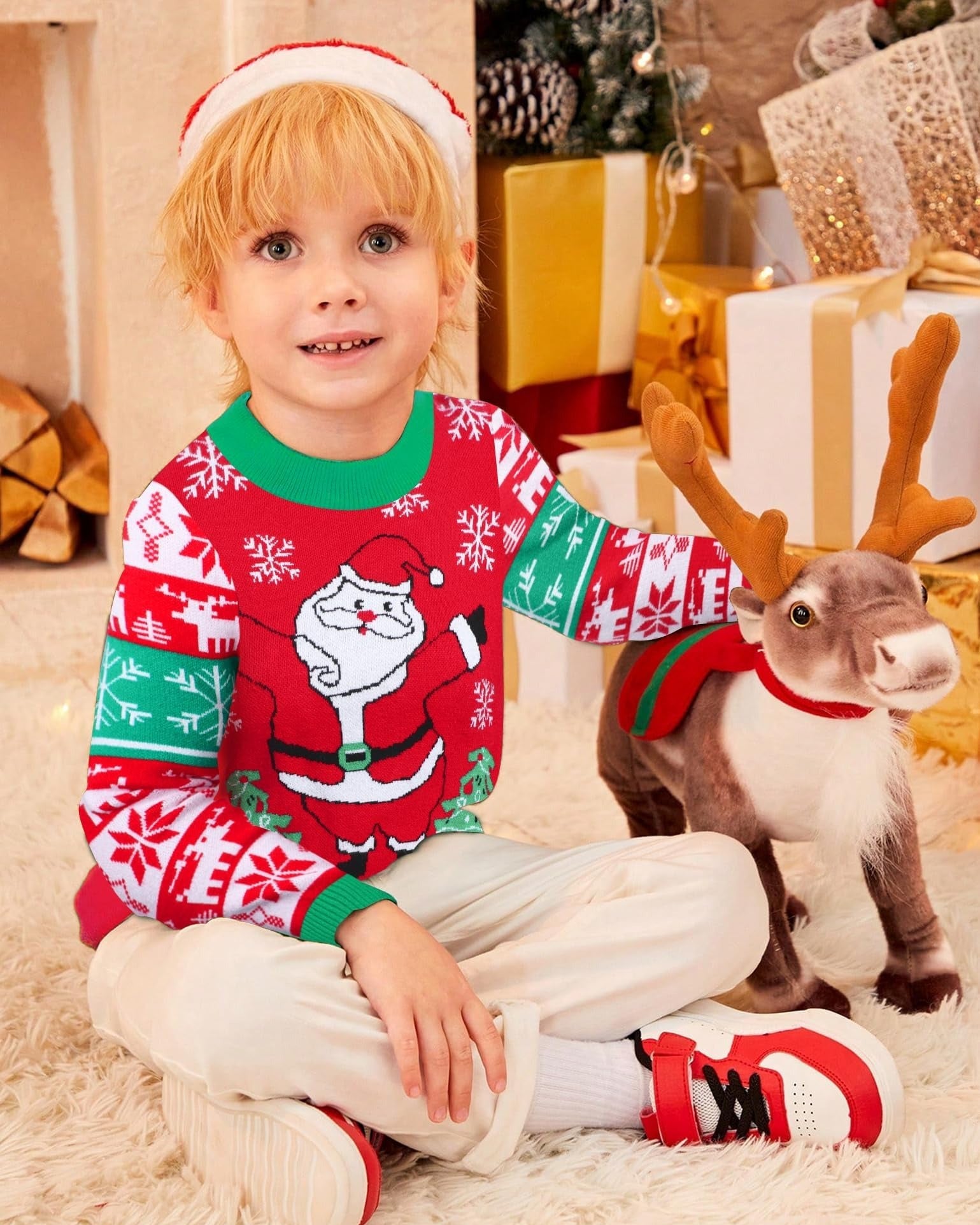 Christmas Santa's Kids Ugly Sweater, Kids Ugly Christmas Sweater, Knitted Christmas Jumper