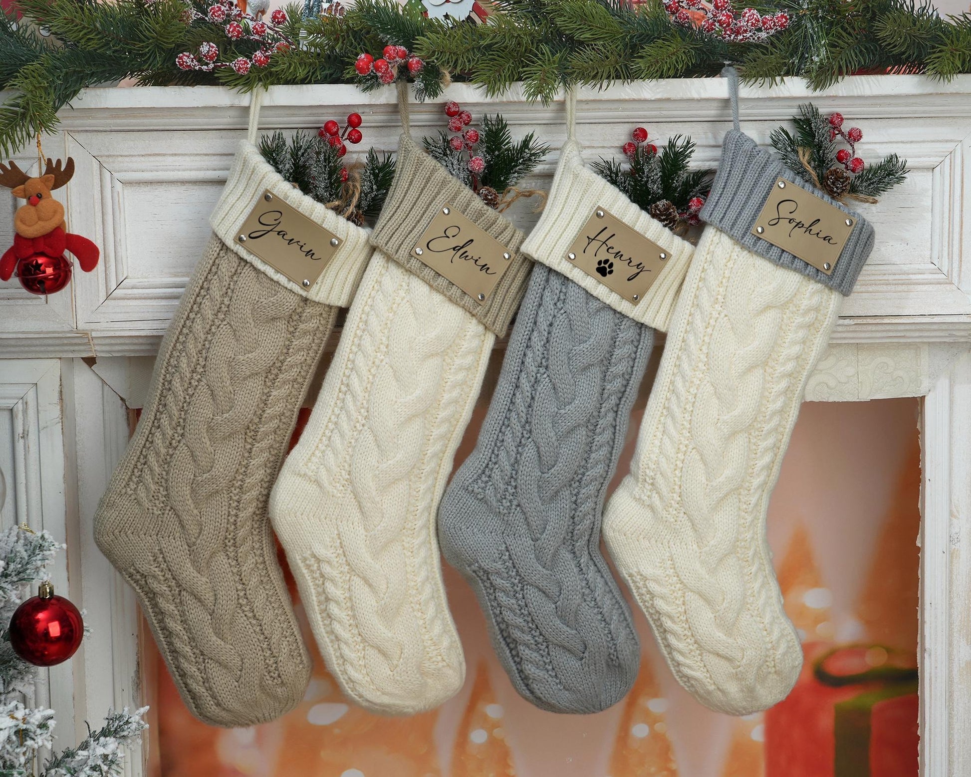 Family Christmas Stockings, Personalized Christmas Stocking, Monogram Stockings, Custom Stocking with Name, 2025 Holiday Stocking Decoration