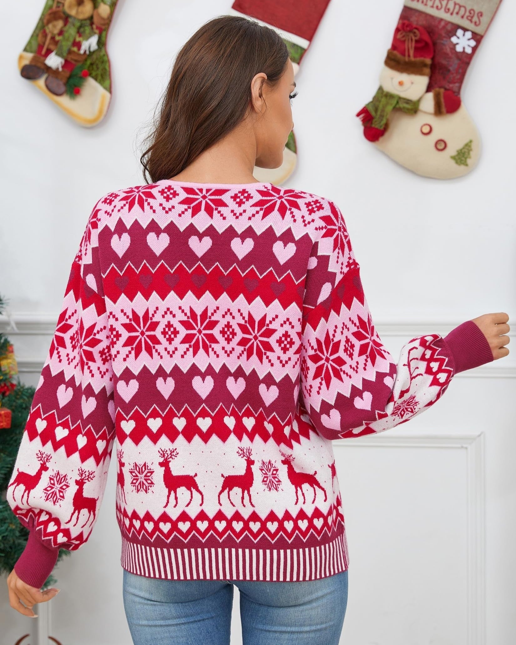 Snowflake Knit Sweater, Snowflake Knitted Cardigan, Reindeer Ugly Sweater, Holiday Ugly Sweater Outfit