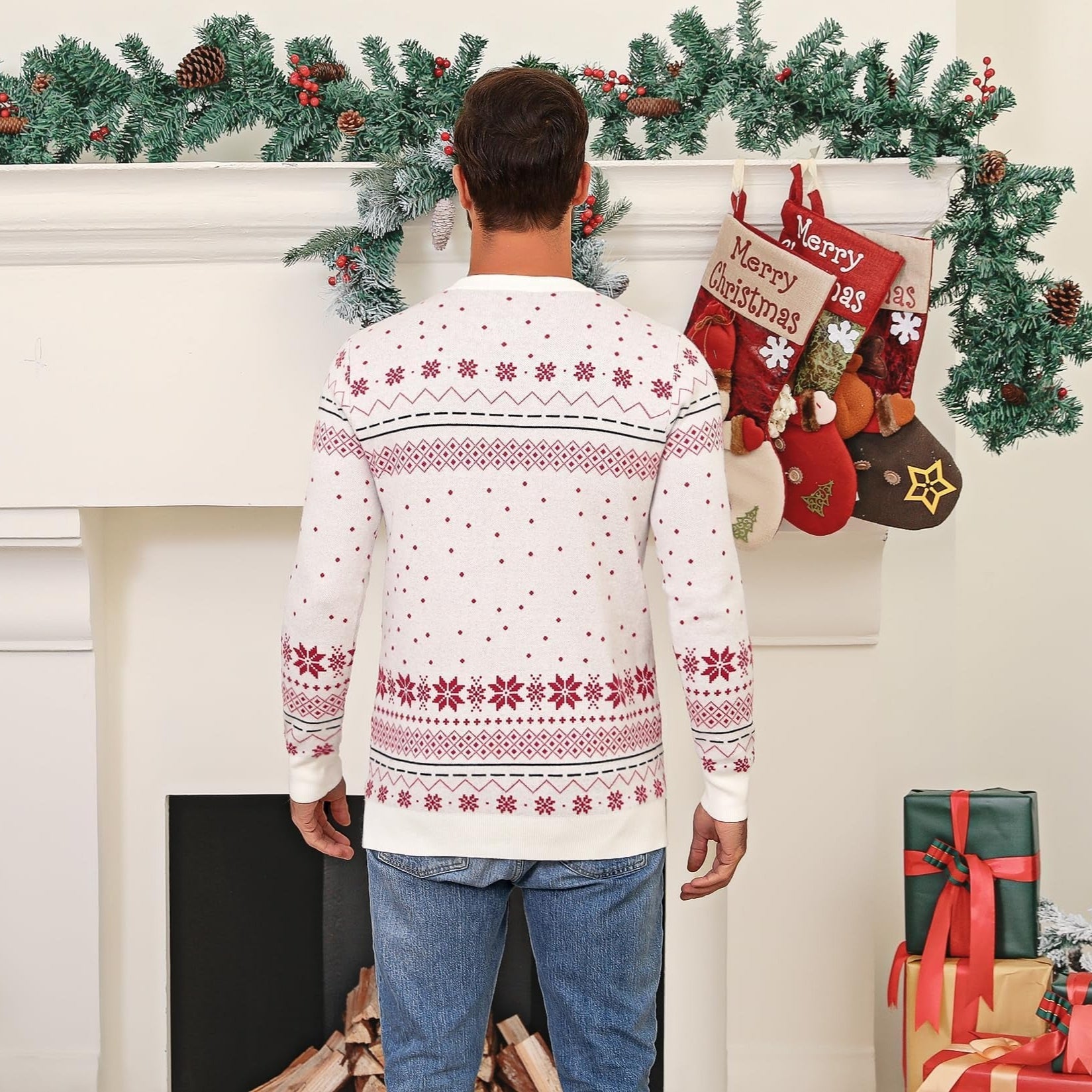 Reindeer Christmas Family Ugly Sweater, Snowflake Ugly Christmas Sweater, Knitted Christmas Jumper