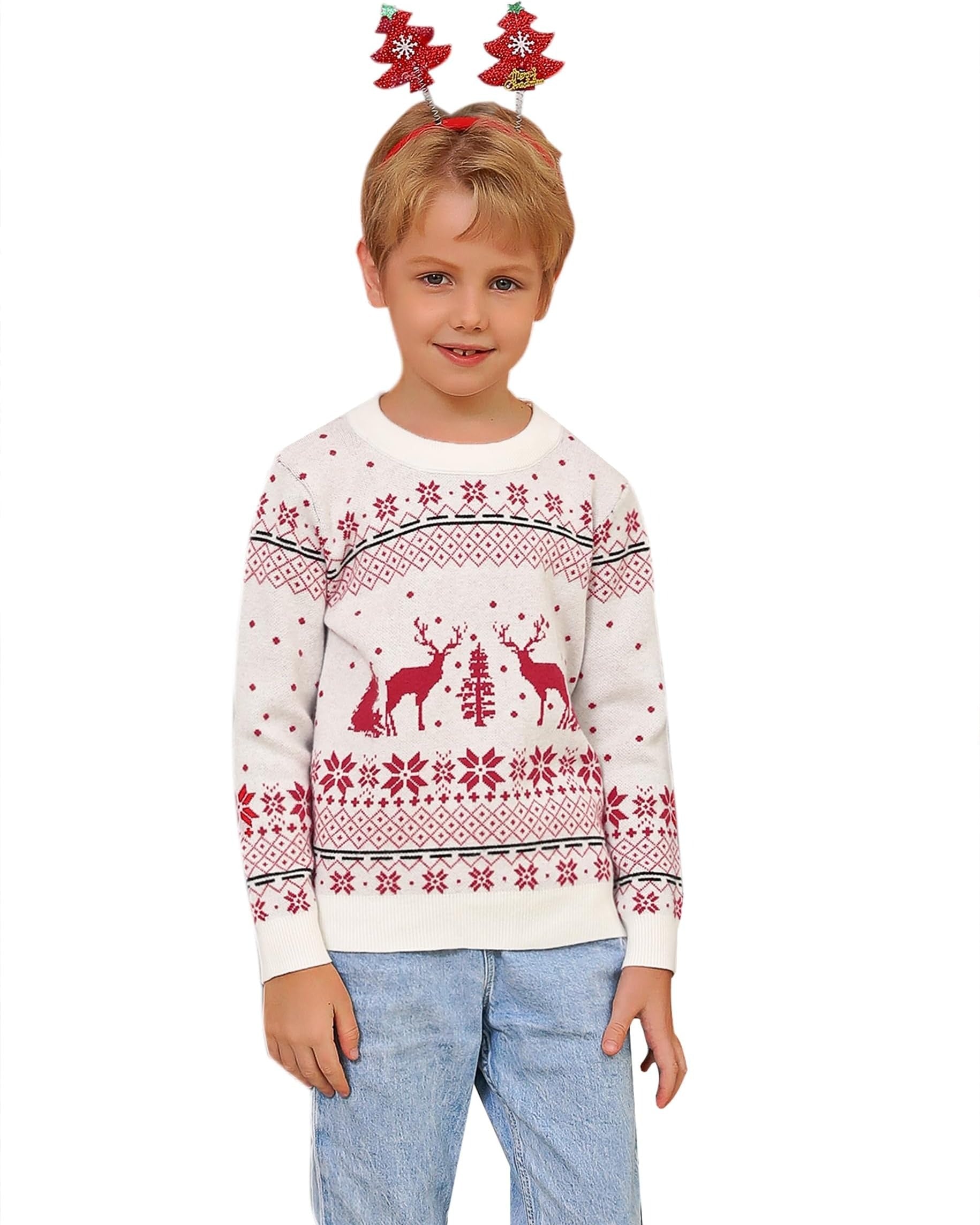 Reindeer Christmas Family Ugly Sweater, Snowflake Ugly Christmas Sweater, Knitted Christmas Jumper
