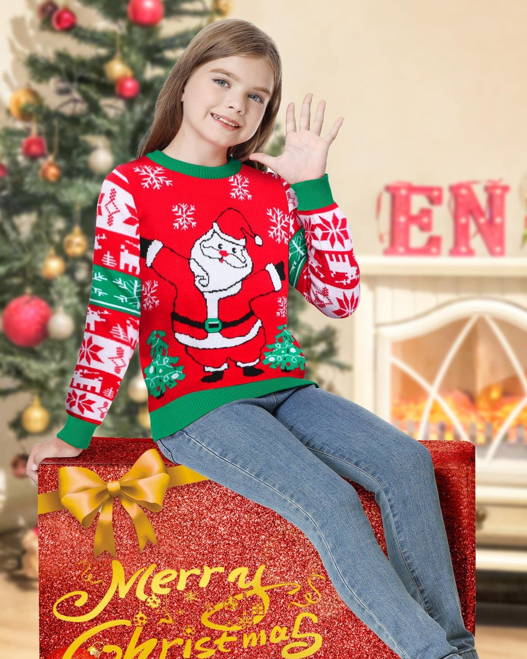 Christmas Santa's Kids Ugly Sweater, Kids Ugly Christmas Sweater, Knitted Christmas Jumper