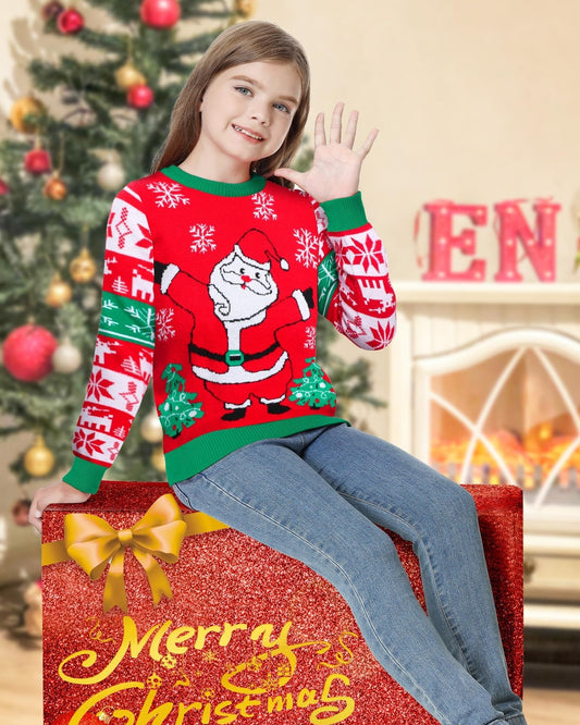 Christmas Santa's Kids Ugly Sweater, Kids Ugly Christmas Sweater, Knitted Christmas Jumper