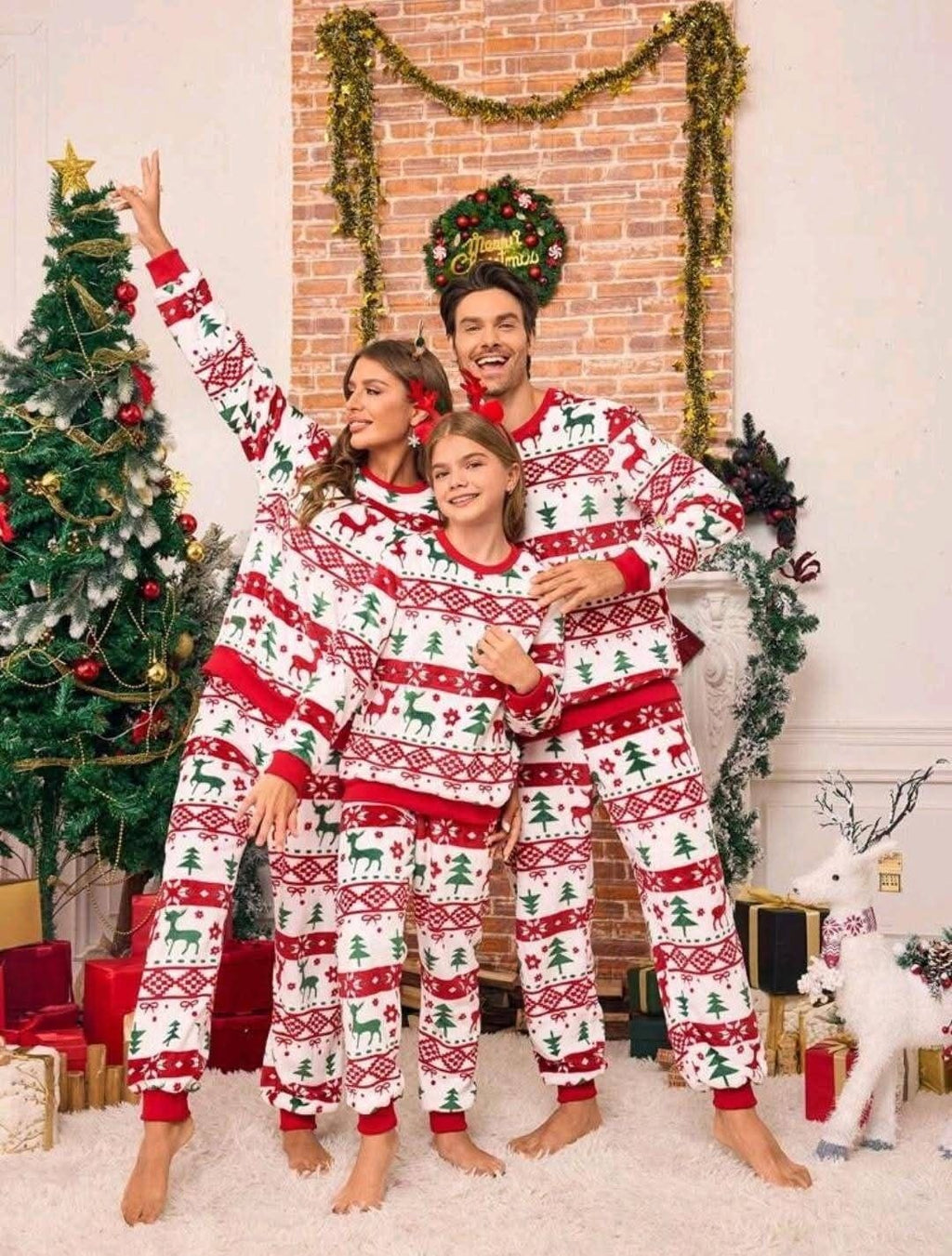 Ugly Christmas Pajamas for Women, Funny Reindeer Tree Holiday PJs Set, Festive Xmas Sleepwear, Cozy Winter Family Matching Outfit