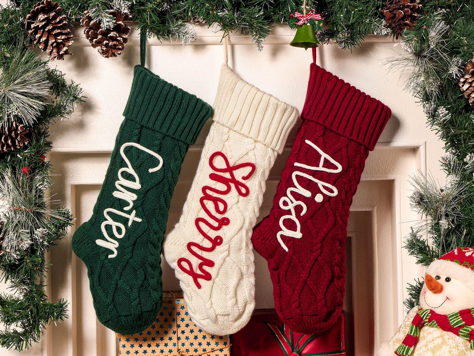 Personalized Christmas Stockings, 2025 Knitted Christmas Stockings with Name, Christmas Family Stockings, Holiday Stockings, Holiday Decor