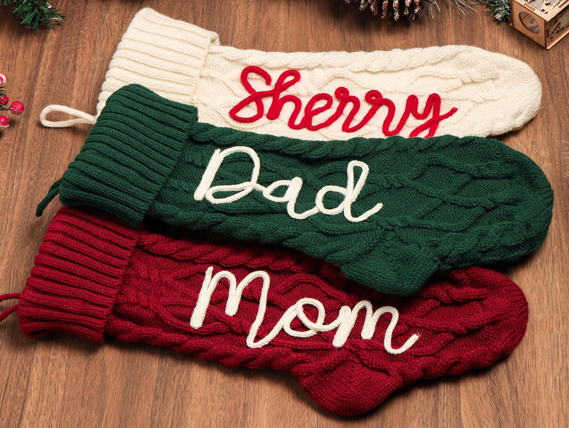 Personalized Christmas Stockings, 2025 Knitted Christmas Stockings with Name, Christmas Family Stockings, Holiday Stockings, Holiday Decor
