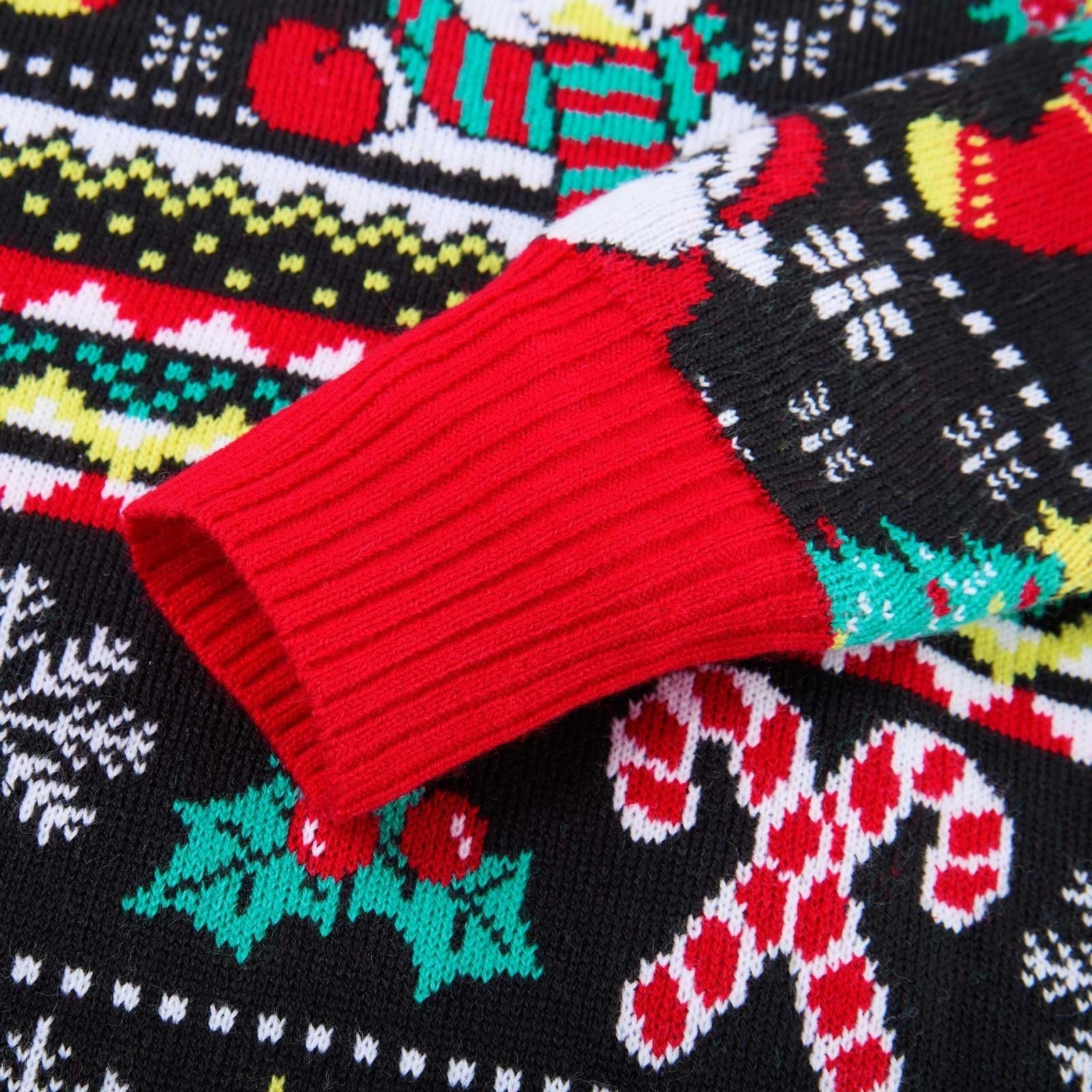 Snowman Knit Sweater, Knit Sweater with Candy Canes, Ornaments & Stars Ugly Sweater, Holiday Ugly Sweater
