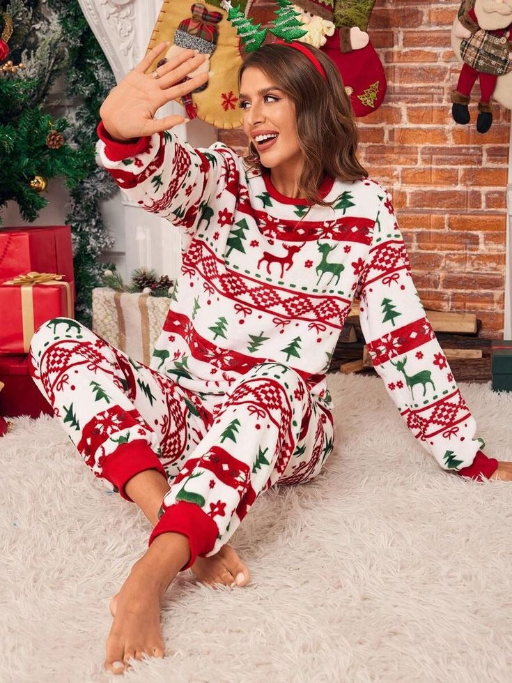 Ugly Christmas Pajamas for Women, Funny Reindeer Tree Holiday PJs Set, Festive Xmas Sleepwear, Cozy Winter Family Matching Outfit