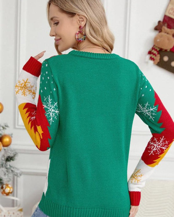 Santa And Reindeer Sleigh Ugly Sweater, Ugly Christmas Sweater, Knitted Christmas Jumper