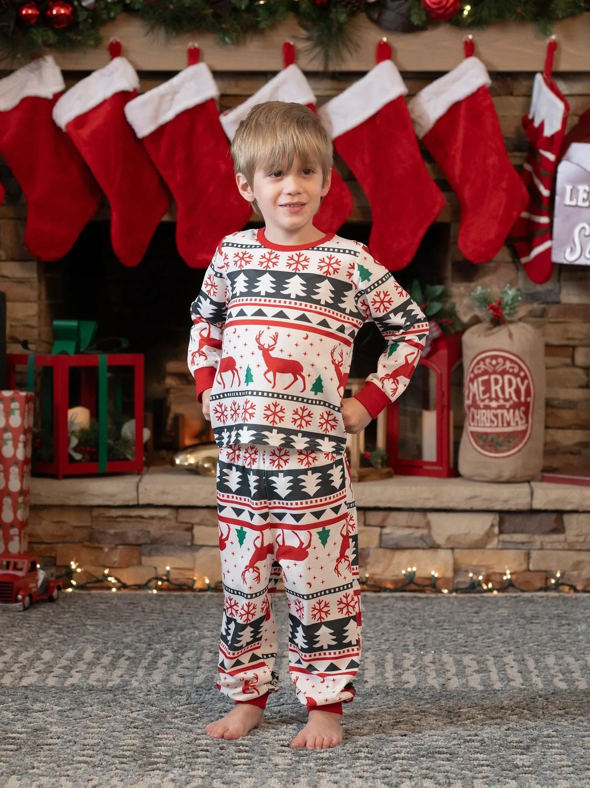 Ugly Christmas Pajamas, Reindeer Tree Holiday PJs for Men Women Kids, Funny Xmas Sleepwear, Festive Winter Outfit