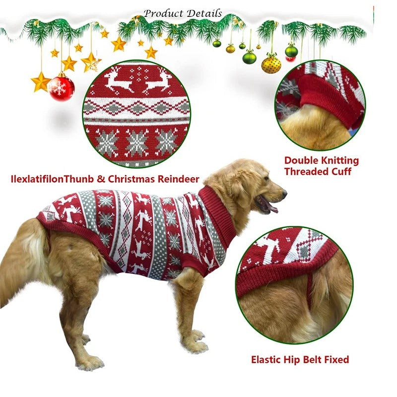 Dog Ugly Christmas Reindeer Sweater, Knitwear Clothes Warm Turtleneck Sweater, Ugly Christmas Sweater